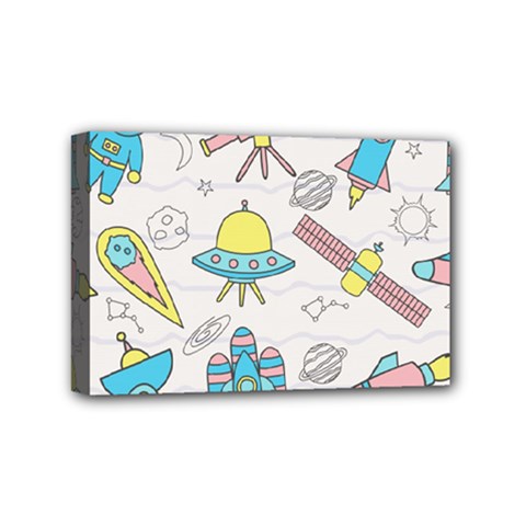 Cute-seamless-pattern-with-space Mini Canvas 6  X 4  (stretched) by Pakemis
