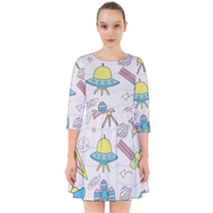 Cute-seamless-pattern-with-space Smock Dress by Pakemis