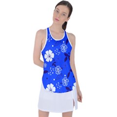 Blooming-seamless-pattern-blue-colors Racer Back Mesh Tank Top by Pakemis