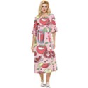 Tomato-seamless-pattern-juicy-tomatoes-food-sauce-ketchup-soup-paste-with-fresh-red-vegetables-backd Double Cuff Midi Dress View1
