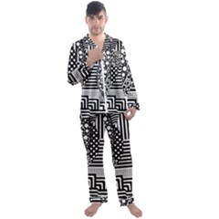 Black And White Men s Long Sleeve Satin Pajamas Set by gasi