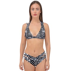 Black And White Double Strap Halter Bikini Set by gasi