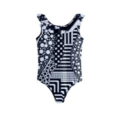 Black And White Kids  Frill Swimsuit by gasi