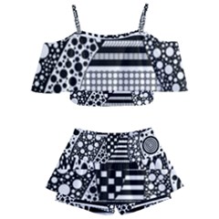 Black And White Kids  Off Shoulder Skirt Bikini by gasi