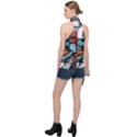 Abstract art Halter Asymmetric Satin Top View2