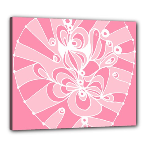 Pink Zendoodle Canvas 24  X 20  (stretched) by Mazipoodles