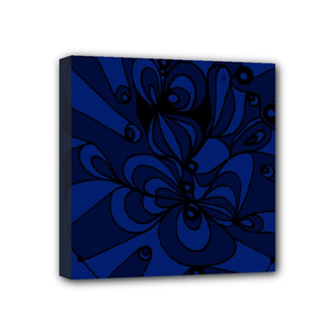 Blue 3 Zendoodle Mini Canvas 4  X 4  (stretched) by Mazipoodles