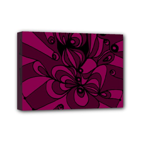 Aubergine Zendoodle Mini Canvas 7  X 5  (stretched) by Mazipoodles