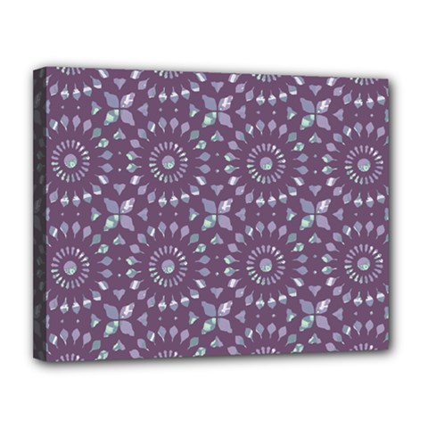 Kaleidoscope Plum Canvas 14  X 11  (stretched) by Mazipoodles