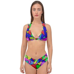 Colorful Abstract Art Double Strap Halter Bikini Set by gasi