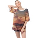 Sunset River Sky Clouds Nature Nostalgic Mountain Oversized Chiffon Top View1