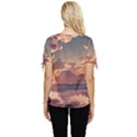 Sunset River Sky Clouds Nature Nostalgic Mountain Bow Sleeve Button Up Top View4