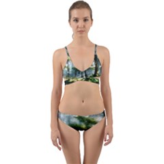 Forest Wood Nature Lake Swamp Water Trees Wrap Around Bikini Set by Uceng