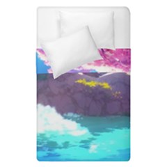 Fantasy Japan Mountains Cherry Blossoms Nature Duvet Cover Double Side (single Size) by Uceng