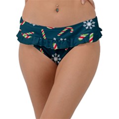 Christmas Seamless Pattern With Candies Snowflakes Frill Bikini Bottom by Uceng