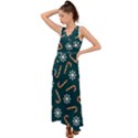 Christmas Seamless Pattern With Candies Snowflakes V-Neck Chiffon Maxi Dress View1