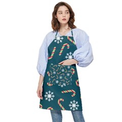 Christmas Seamless Pattern With Candies Snowflakes Pocket Apron by Uceng