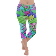 Colorful Stylish Design Lightweight Velour Capri Yoga Leggings by gasi