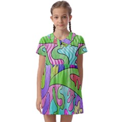 Colorful Stylish Design Kids  Asymmetric Collar Dress by gasi