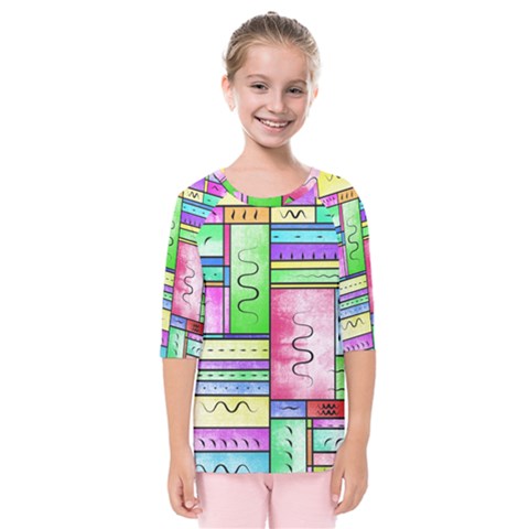 Colorful Pattern Kids  Quarter Sleeve Raglan Tee by gasi