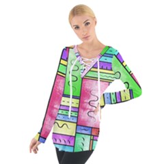 Colorful Pattern Tie Up Tee by gasi