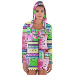 Colorful Pattern Long Sleeve Hooded T-shirt by gasi