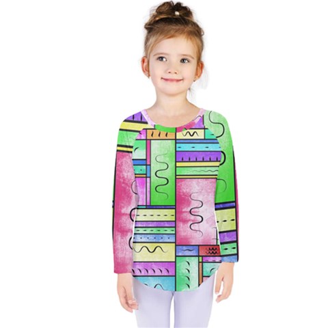 Colorful Pattern Kids  Long Sleeve Tee by gasi