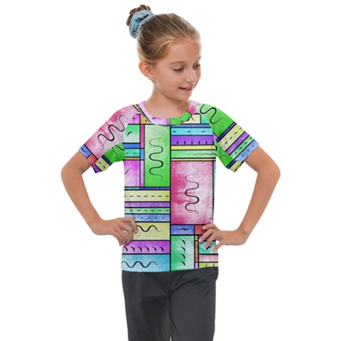 Colorful Pattern Kids  Mesh Piece Tee by gasi