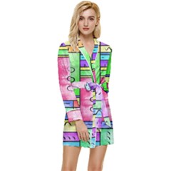 Colorful Pattern Long Sleeve Satin Robe by gasi