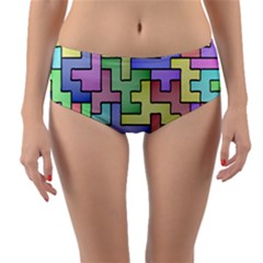 Colorful Stylish Design Reversible Mid-waist Bikini Bottoms by gasi