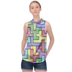 Colorful Stylish Design High Neck Satin Top by gasi