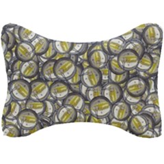 Gong Instrument Motif Pattern Seat Head Rest Cushion by dflcprintsclothing