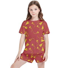 Background Pattern Texture Design Kids  Tee And Sports Shorts Set by Ravend