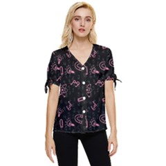 Background Graphic Wallpaper Decor Backdrop Design Bow Sleeve Button Up Top by Pakemis