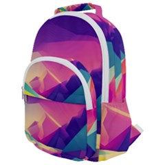 Abstract Geometric Landscape Art 3d Render Rounded Multi Pocket Backpack by Pakemis