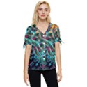 Fractal Abstract Waves Background Wallpaper Bow Sleeve Button Up Top View1