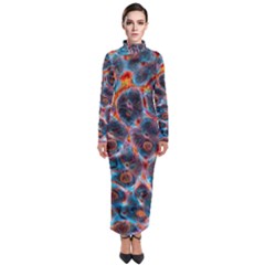 Fractal Black Texture Wallpaper Art Design Art Turtleneck Maxi Dress by Pakemis