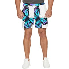 Blue And Pink Butterfly Illustration, Monarch Butterfly Cartoon Blue, Cartoon Blue Butterfly Free Pn Men s Runner Shorts by asedoi