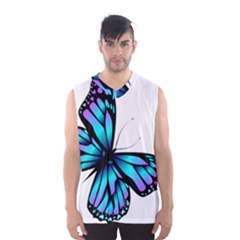 Blue And Pink Butterfly Illustration, Monarch Butterfly Cartoon Blue, Cartoon Blue Butterfly Free Pn Men s Basketball Tank Top by asedoi