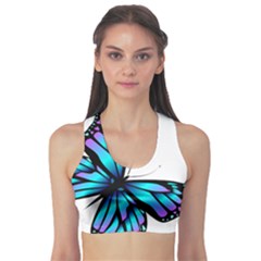 Blue And Pink Butterfly Illustration, Monarch Butterfly Cartoon Blue, Cartoon Blue Butterfly Free Pn Sports Bra by asedoi