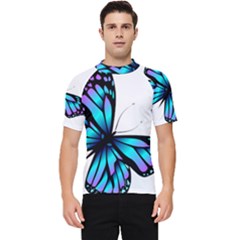 Blue And Pink Butterfly Illustration, Monarch Butterfly Cartoon Blue, Cartoon Blue Butterfly Free Pn Men s Short Sleeve Rash Guard by asedoi