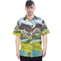 Aerial View Of Mountain And Body Of Water Men s Hawaii Shirt View1