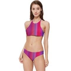 Multicolored Abstract Linear Print Banded Triangle Bikini Set by dflcprintsclothing