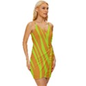 Abstract Zebra Stripes Orange Wrap Tie Front Dress View3