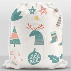 Reindeer Stars Socks Stick Candy Cane Drawstring Bag (large) by artworkshop
