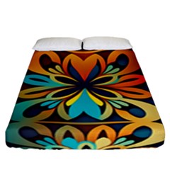 Orange, Turquoise And Blue Pattern  Fitted Sheet (king Size) by Sobalvarro