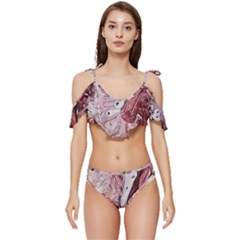 Cora; Abstraction Ruffle Edge Tie Up Bikini Set	 by kaleidomarblingart