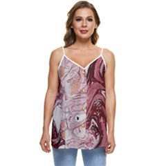 Cora; Abstraction Casual Spaghetti Strap Chiffon Top by kaleidomarblingart