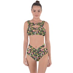 Forest Leaves Pattern Bandaged Up Bikini Set  by PaperDesignNest