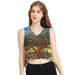 Colorful Verona Olive Tree V-neck Cropped Tank Top by ConteMonfrey